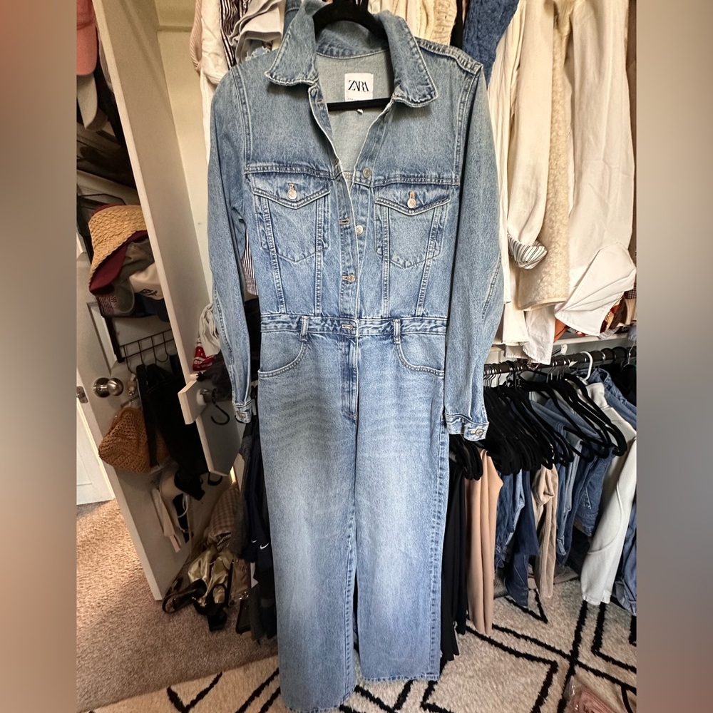 Zara Women's Light Blue Denim Overalls